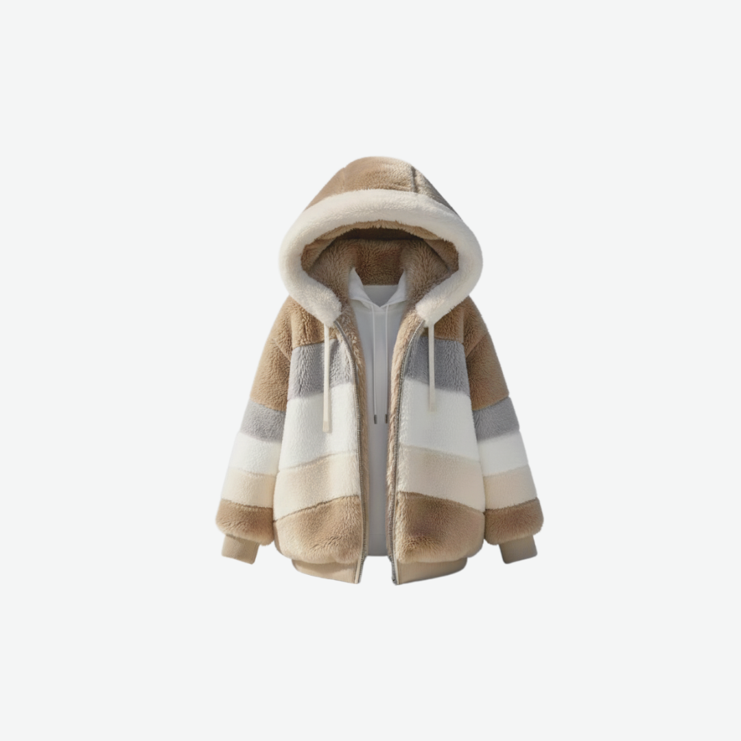 KISSENIA | Cozy Striped Sherpa Jacket